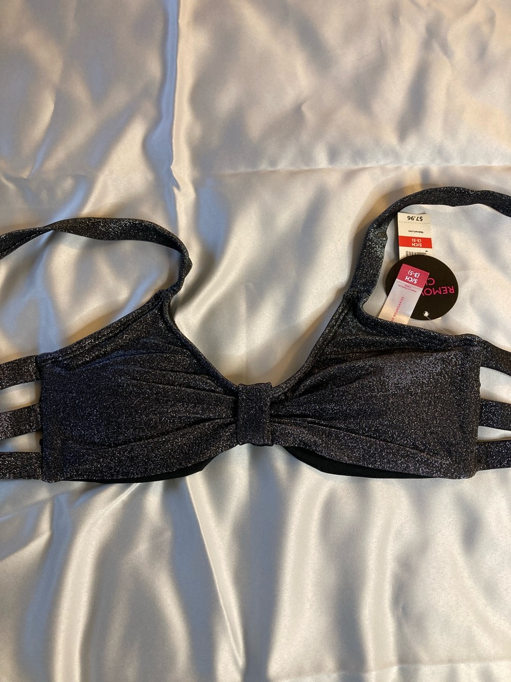 Black Sparkle Bandeau Bikini Top